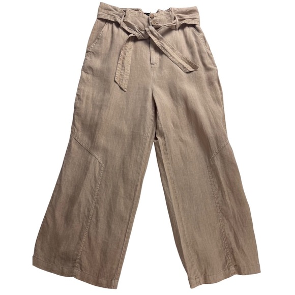 Nicole Miller New York Pants - Nicole Miller New York Linen Wide Leg Belted High Waisted Pants Women's Size 8